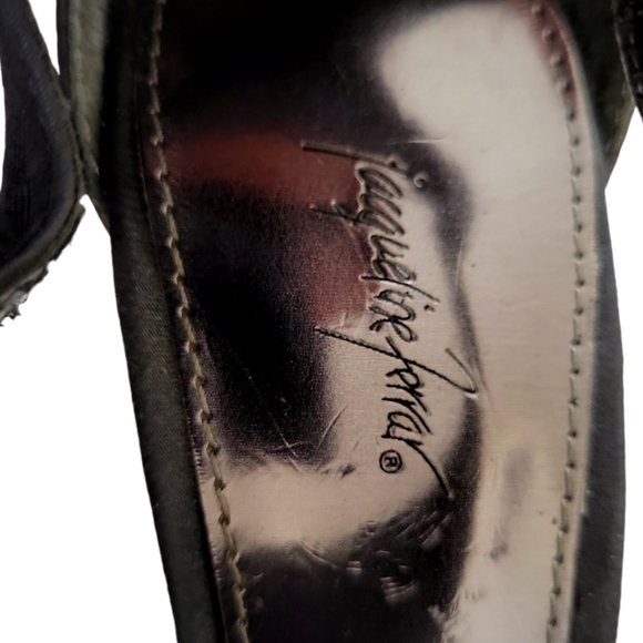 *sold* Jacqueline Ferrar Women's Silver Sparkle Open Toe Heels Sandals Size 6.5M - Picture 8 of 10